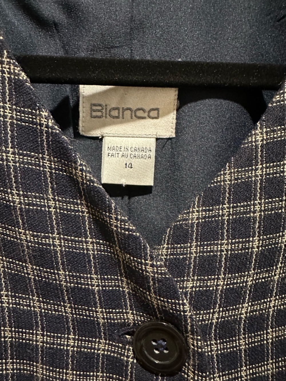 Bianca - Navy Checked Lightweight Button-Front Jacket - Picture 2 of 5